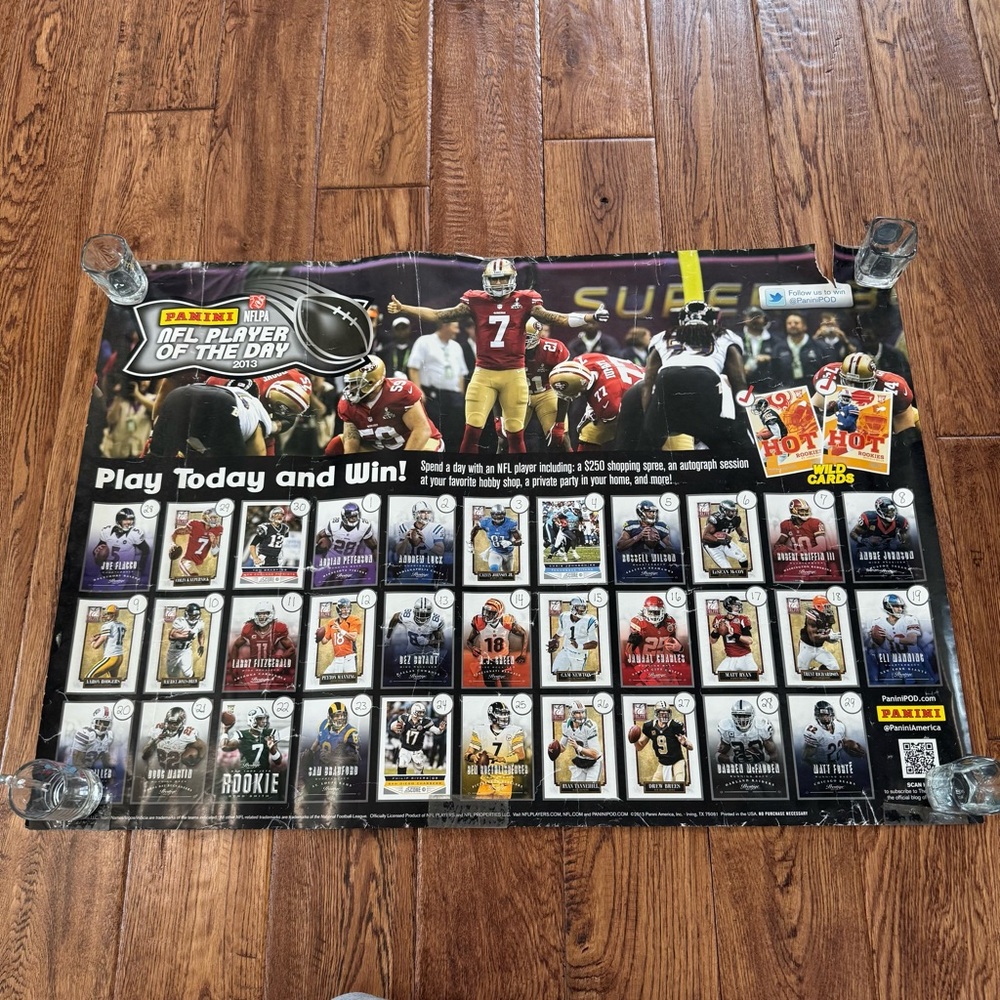 🏈2013 Panini NFL Player of the Day Promotional Poster / Collectors’ Sheet🏈
